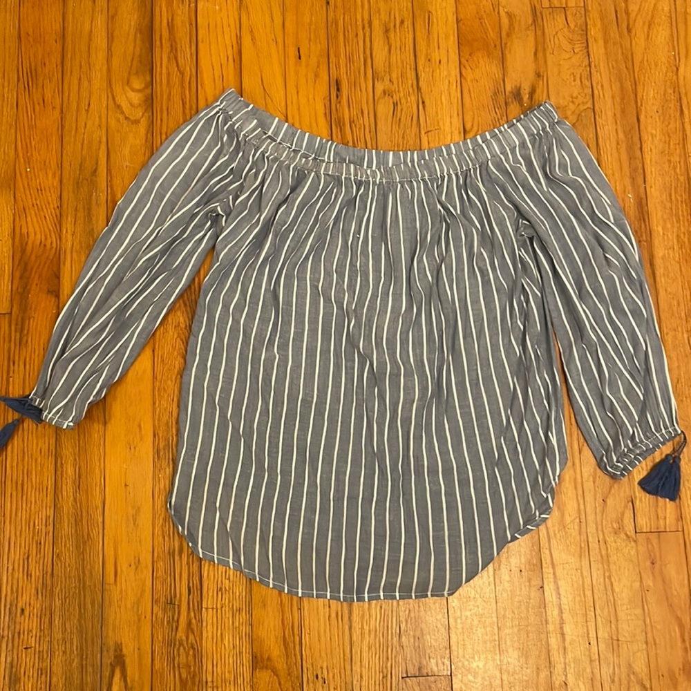 Old Navy Women’s Off the Shoulder Pinstripe Top